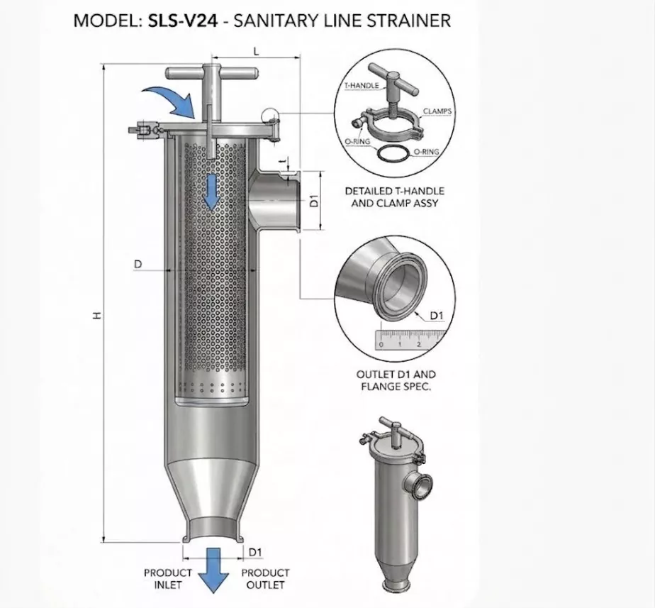 Angle Type Tri Clamp Strainer